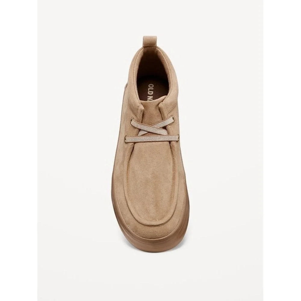Old Navy Boys Tan Faux Suede Moc Toe Chukka Boots Size 12 Mid Top Sneaker Shoes